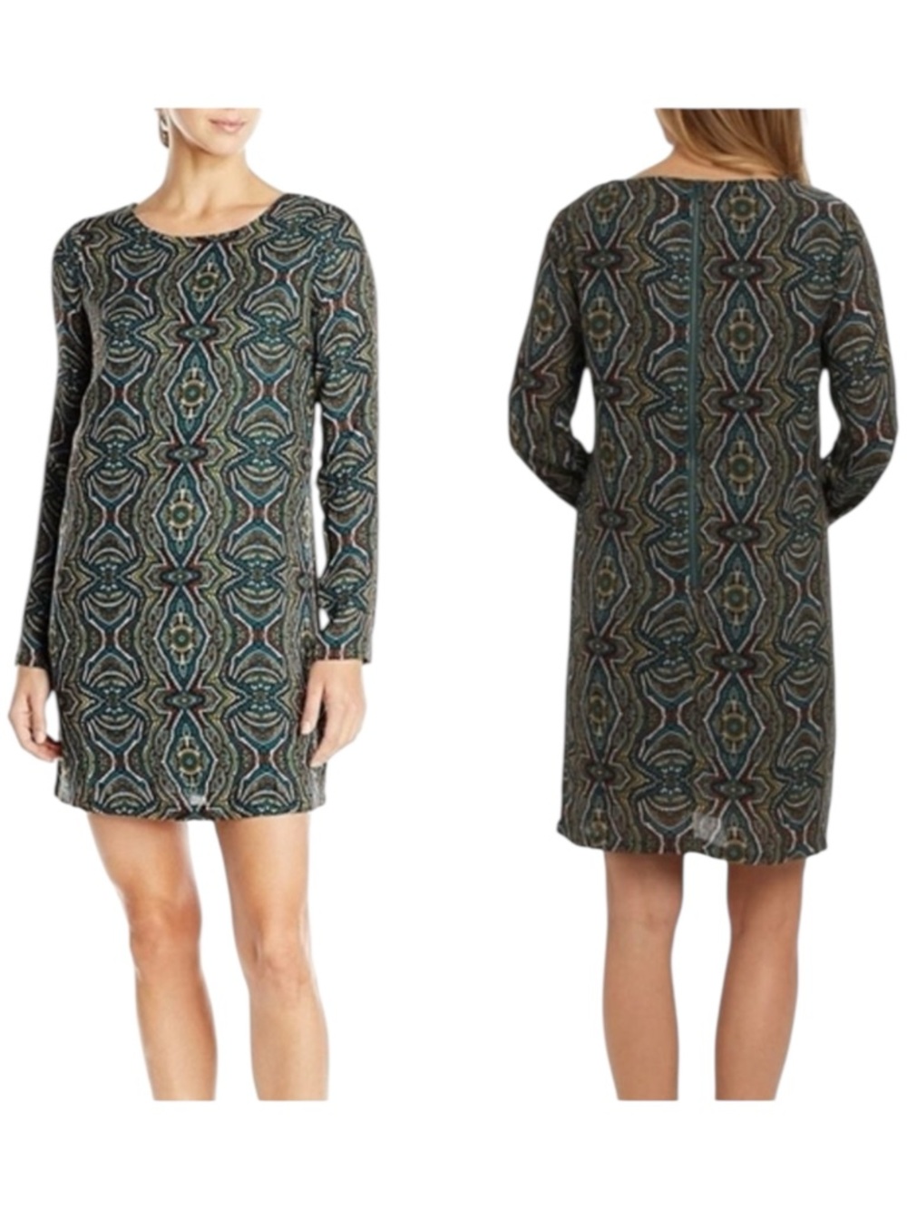 PRANA CeCe Medallion Shift Dress Deep Teal XS